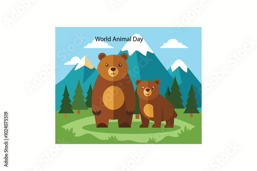 world Animal day vector art idea and happy animal. photo