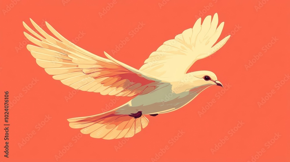 Obraz premium A white dove in flight with wings spread wide