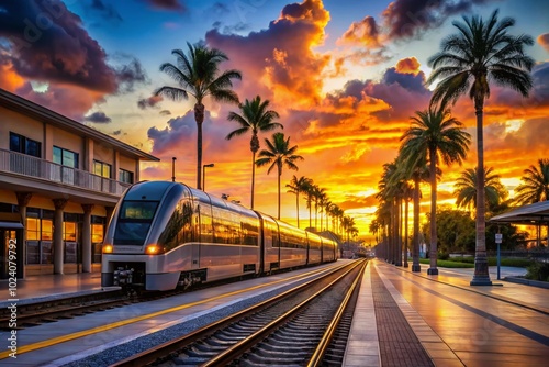 Wallpaper Mural Brightline Intercity Rail Train Silhouette at West Palm Beach Station in Florida Torontodigital.ca