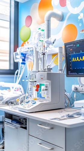 Medical equipment in a modern hospital room. photo