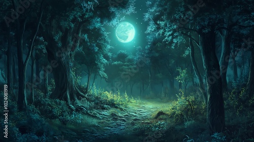 Wallpaper Mural Mystical Moonlight Forest Path Torontodigital.ca