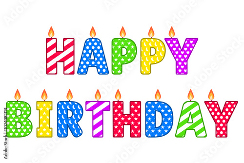 Colorful birthday candles spell out 