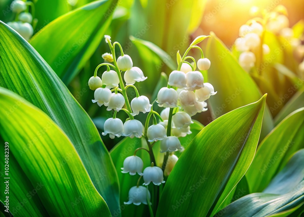 Obraz premium Charming Lily of the Valley Flowers Blooming in a Serene Garden Setting, Perfect for Nature and Floral Photography