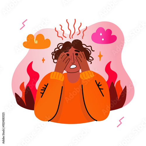 A flat style sticker of restless person 