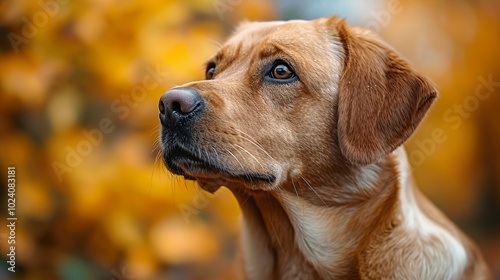 Close-Up Portrait of a Golden Labrador Retriever Dog