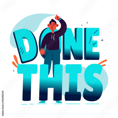 A character based done this sticker in flat style