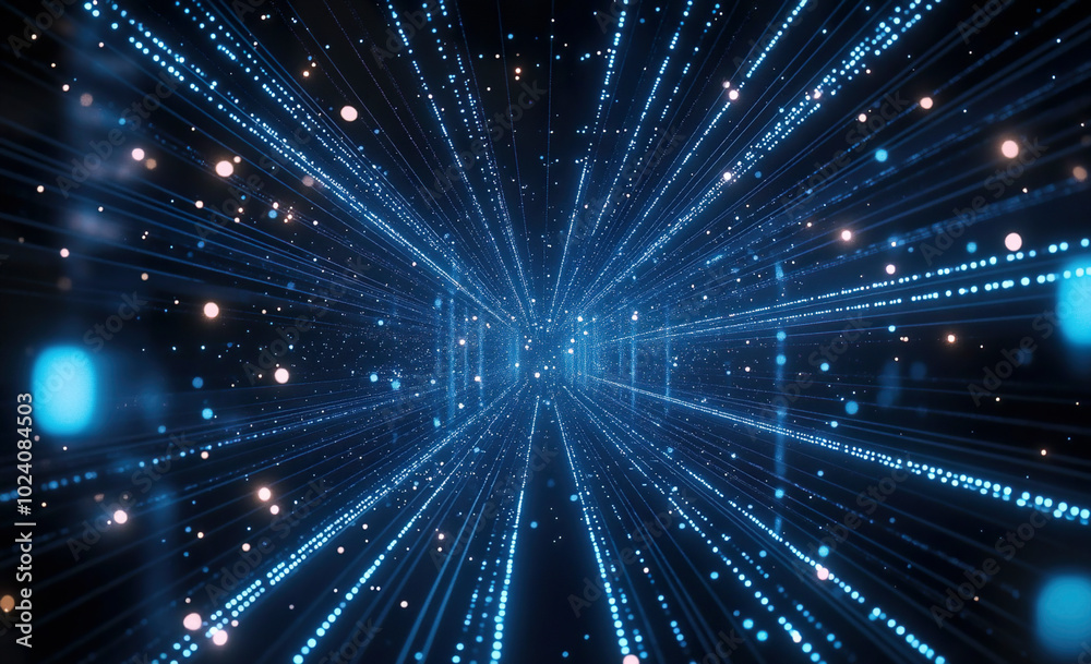 Blue particle data optical fiber background Blue particle data optical fiber background