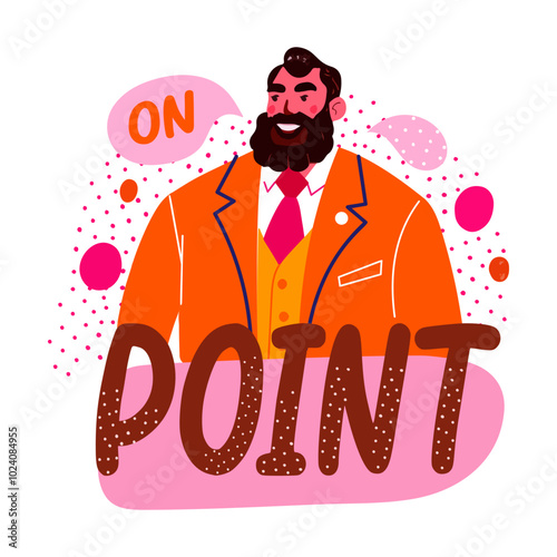 A character based on point typography, a flat style sticker