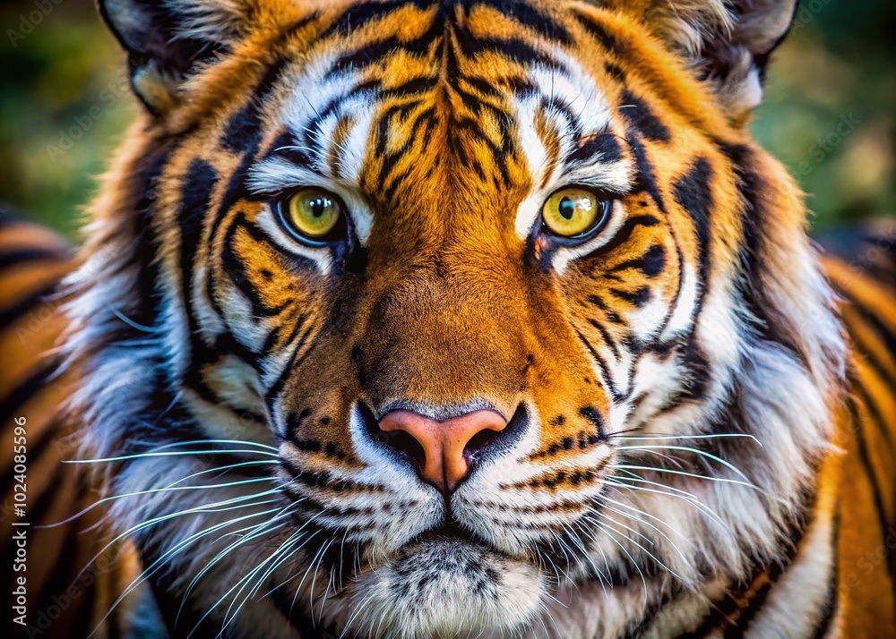 Obraz premium Close-up Portrait of a Tiger with Whiskers, Capturing the Majesty of Wildlife Photography