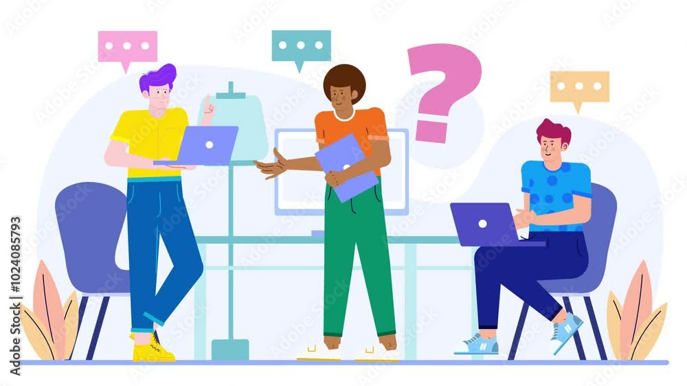 business team brainstorming in a modern office setting illustration animated video business team brainstorming in a modern office setting illustration animated video