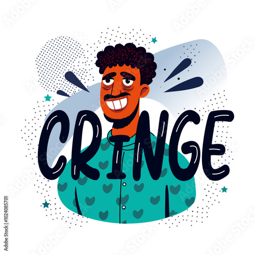 Cringe character sticker in flat style 