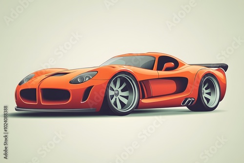 Orange Sports Car with Black Wheels and a Spoiler