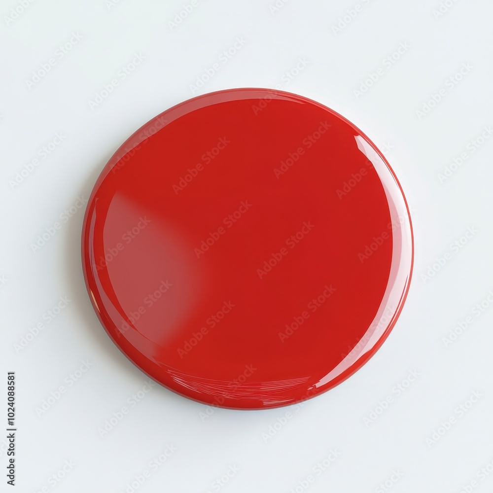 Glossy red circle on a white background with reflections Glossy red circle on a white background with reflections