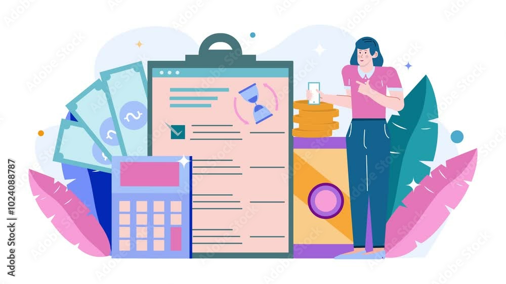 financial management with a person using a smartphone illustration animated video financial management with a person using a smartphone illustration animated video