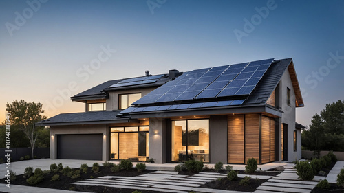 solar panels installed on the roof of a modern home