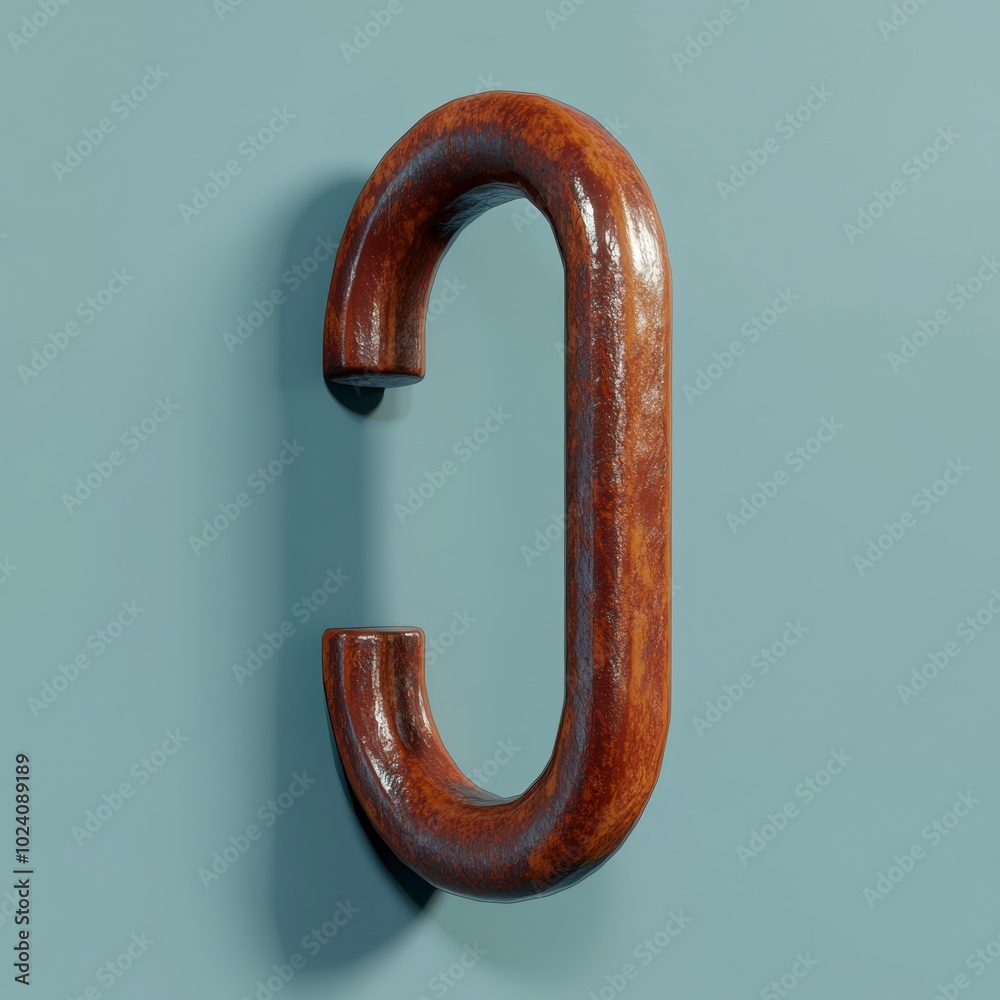 Wooden polished door handle on a smooth flat blue background Wooden polished door handle on a smooth flat blue background