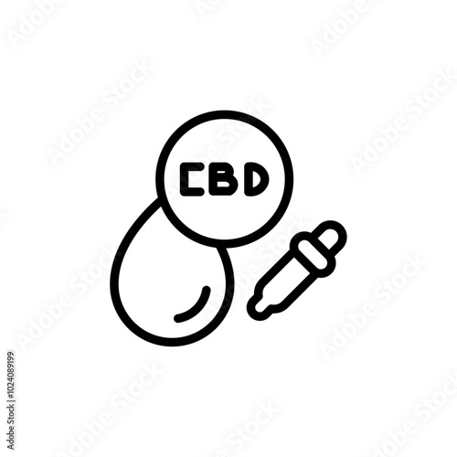 CBD oil drop icon Outline vector for web ui