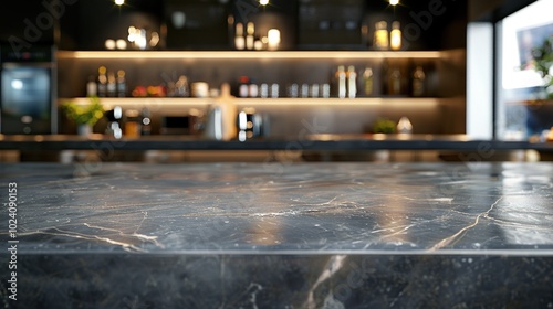 Black Marble Countertop in a Modern Kitchen