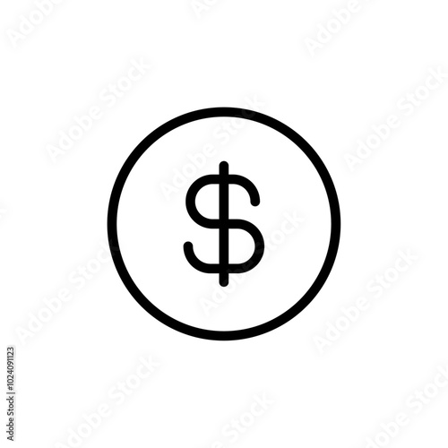 Dollar icon Outline vector for web ui