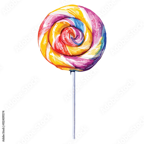 lollipop candy in watercolor illustration style, isolated vector on white background