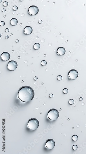 Full frame of raindrops falling on a white background (1)