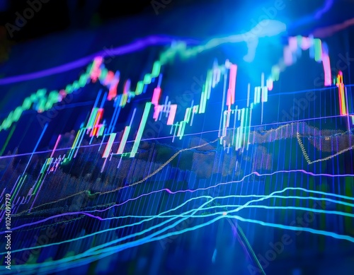 A collection of stock market graphs and charts displaying market trends and data analysis photo