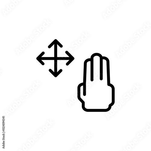 Hand, fingers, gesture, swipe, rotate icon Outline vector for web ui photo