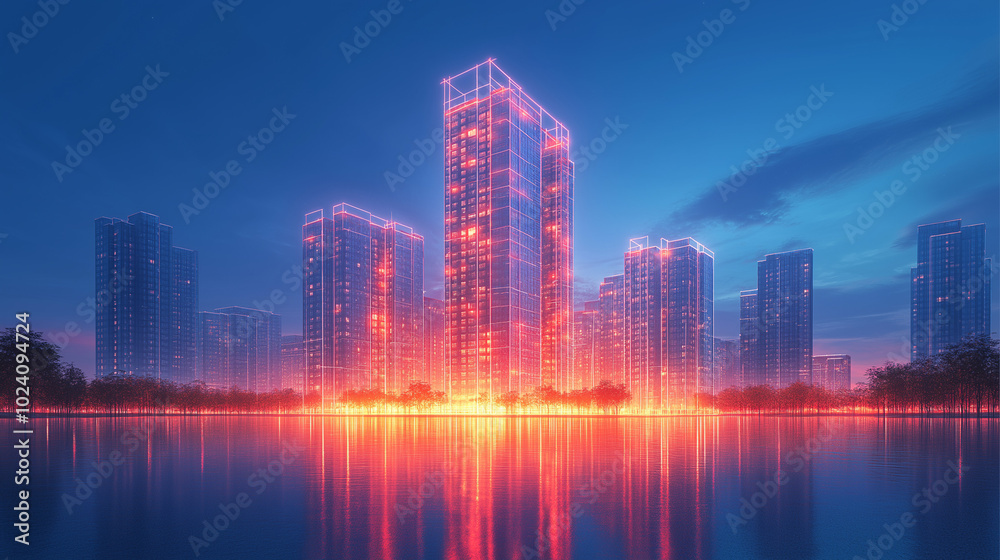 Fototapeta premium 高層マンションの建築予定イメージ