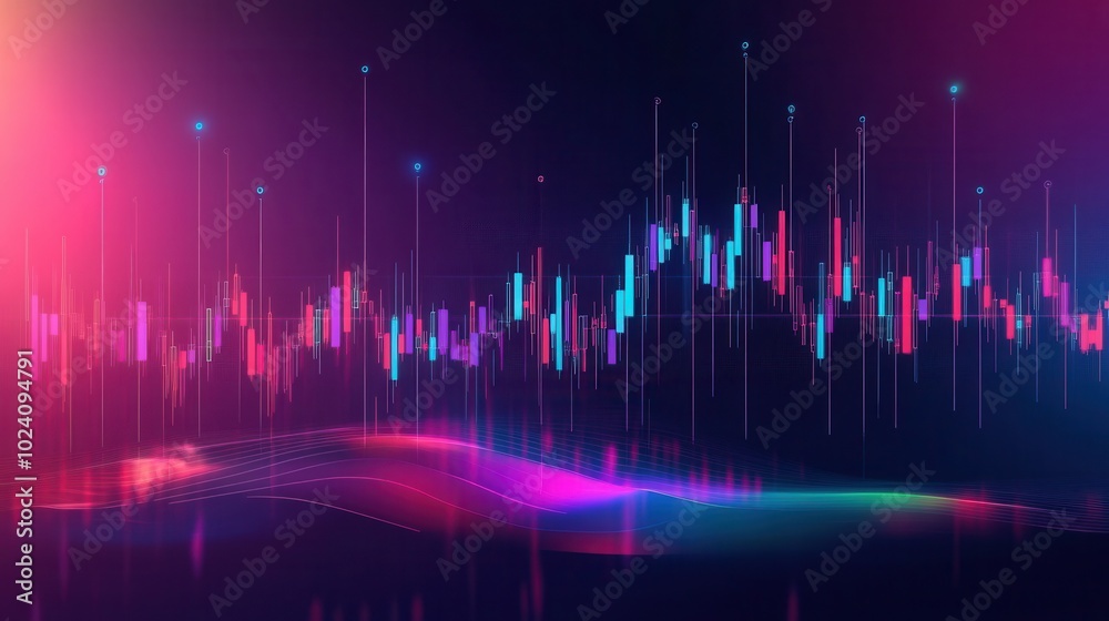 A vibrant digital waveform visualizes sound frequencies in a colorful blend of pink, blue, and purple hues against a dark background. A vibrant digital waveform visualizes sound frequencies in a colorful blend of pink, blue, and purple hues against a dark background.