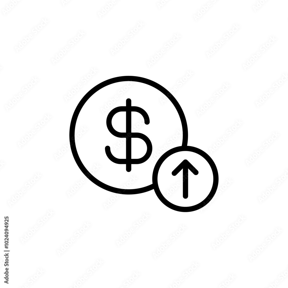 Increase money icon Outline vector for web ui Increase money icon Outline vector for web ui