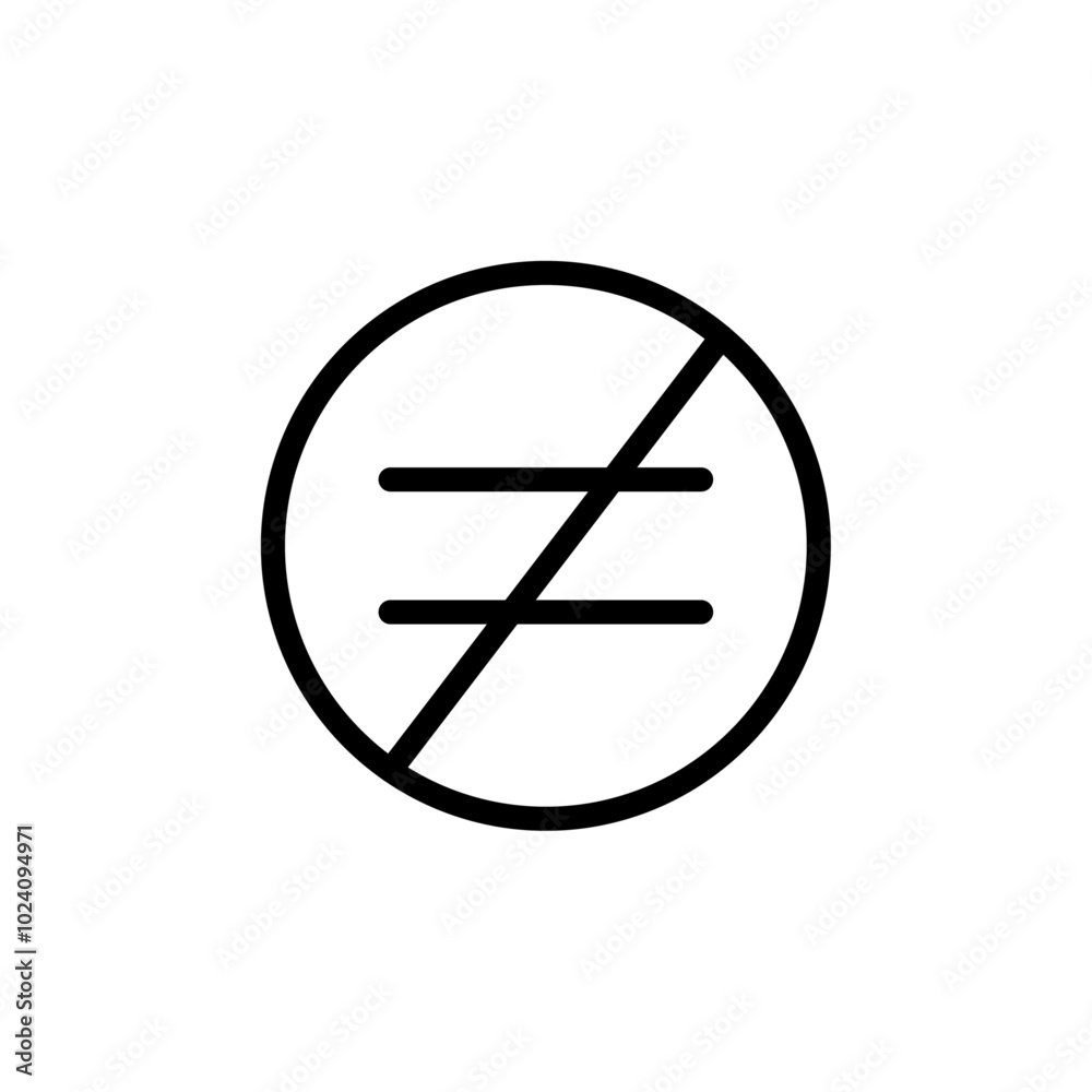 Inequality icon Outline vector for web ui Inequality icon Outline vector for web ui