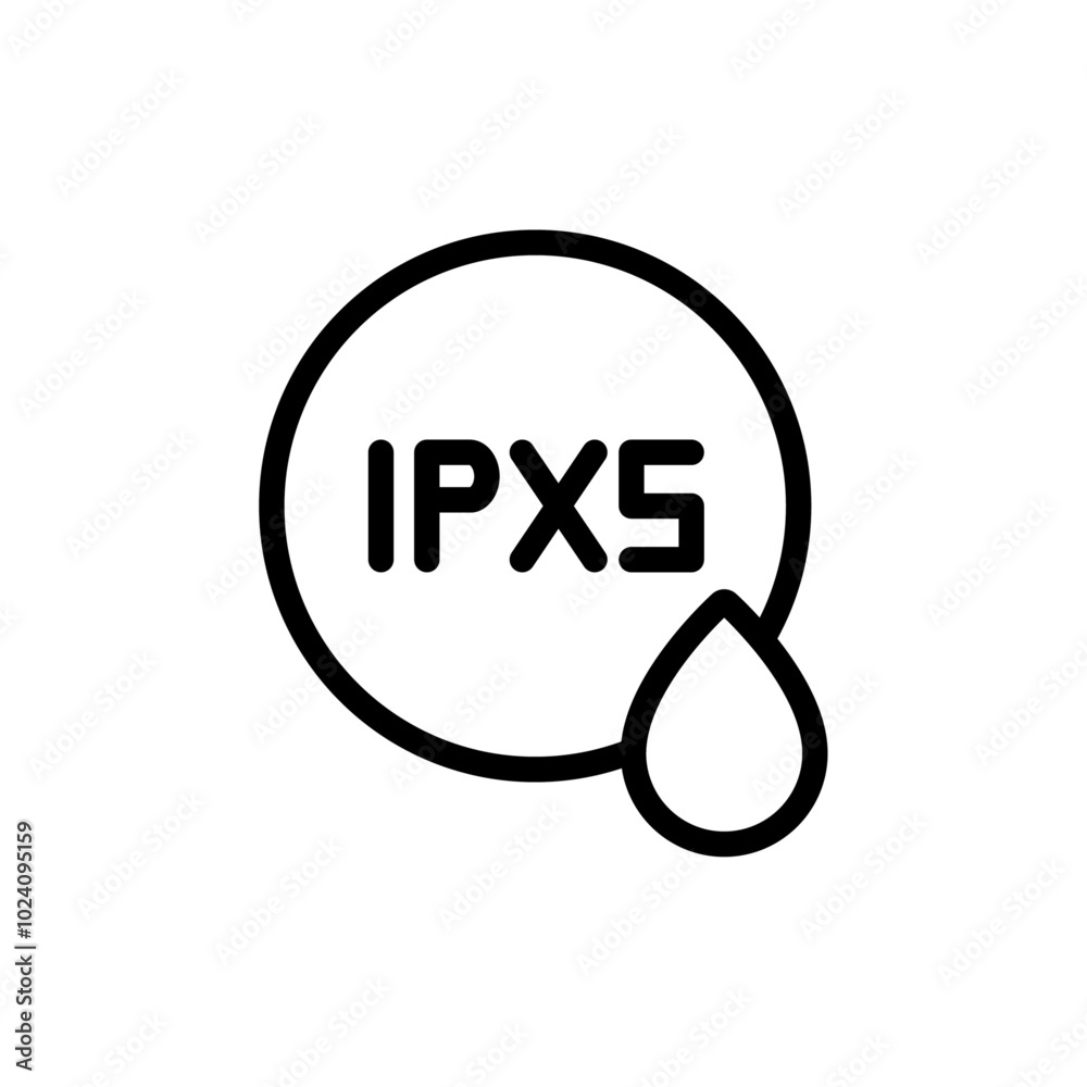 Ipx5 waterproof icon Outline vector for web ui Ipx5 waterproof icon Outline vector for web ui