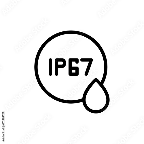 IP67 waterproof icon Outline vector for web ui