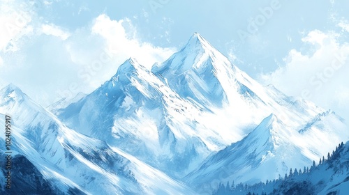 Wallpaper Mural Snowy Mountain Range Under a Clear Blue Sky Torontodigital.ca