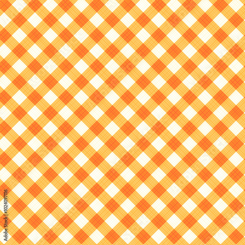 Thanksgiving, autumn or Halloween gingham checked fabric, cloth, background
 photo