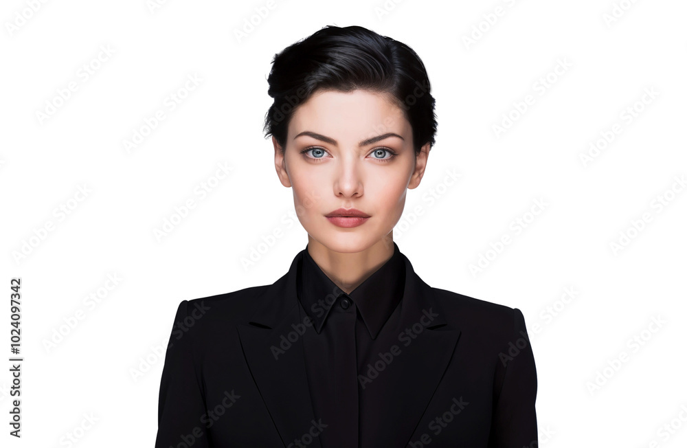 Portrait of a businesswoman in a black suit, professional headshot, isolated on transparent background Portrait of a businesswoman in a black suit, professional headshot, isolated on transparent background