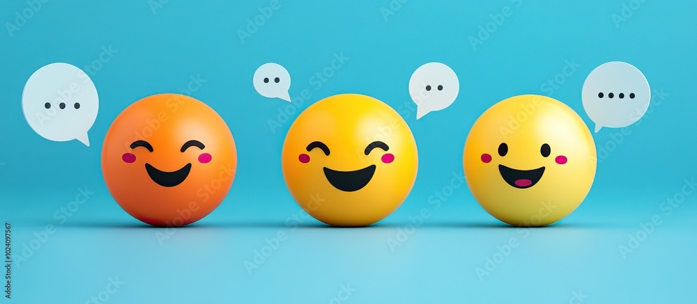 Three Smiling Emojis in Conversation Three Smiling Emojis in Conversation