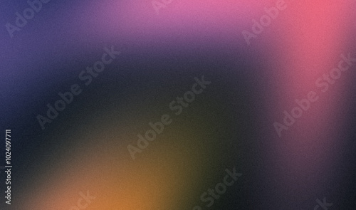 Dark magenta orange blue color flow grainy gradient backdrop design. Vibrant color flow with soft noise, bright and glowing smooth colors banner or poster