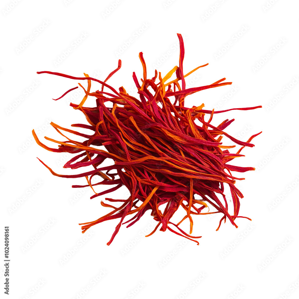 Fototapeta premium Vibrant Saffron Threads on white Background