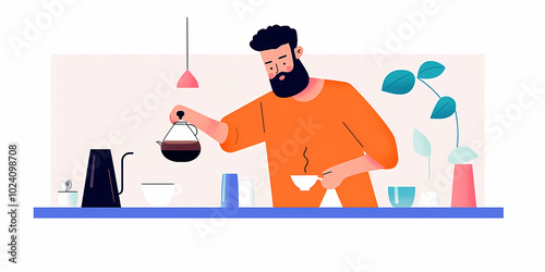 Man making Coffee photo