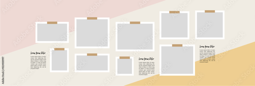 Pictures or photos frame collage. comics page grid layout abstract photo frames and digital photo wall template