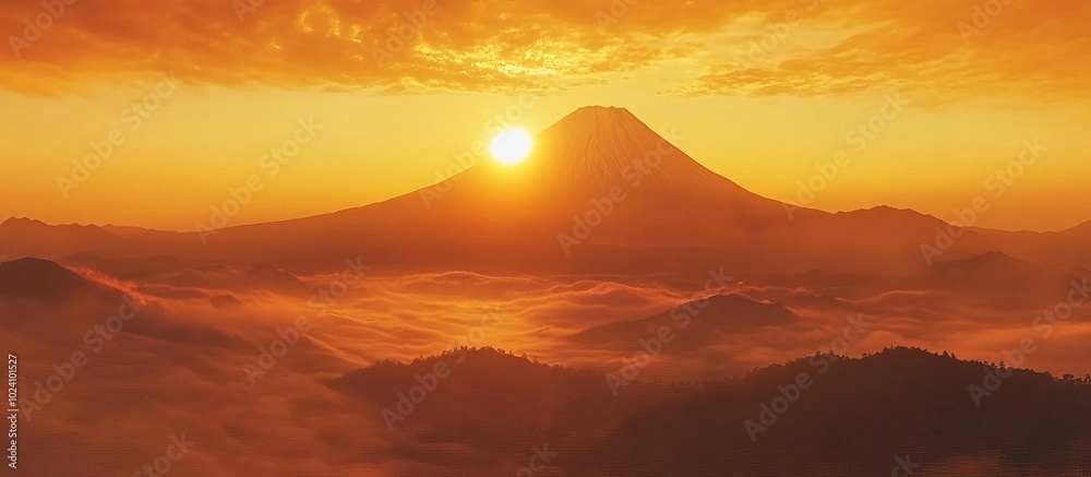 Mount Fuji Sunrise with a Sea of Clouds Mount Fuji Sunrise with a Sea of Clouds