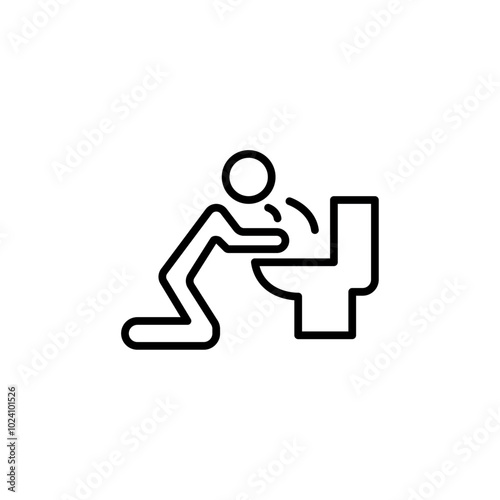 vomiting in bathroom icon Outline vector for web ui