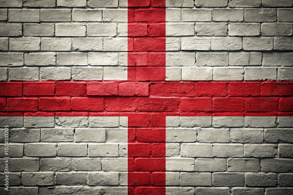 England Flag on Rustic Brick Wall - A Patriotic Background Image England Flag on Rustic Brick Wall - A Patriotic Background Image