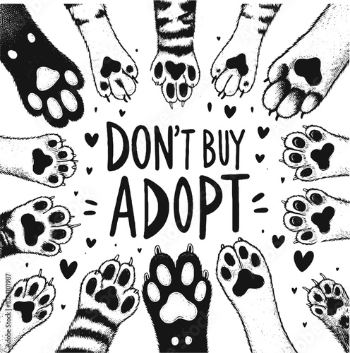 animal foot for pet adoption illustration