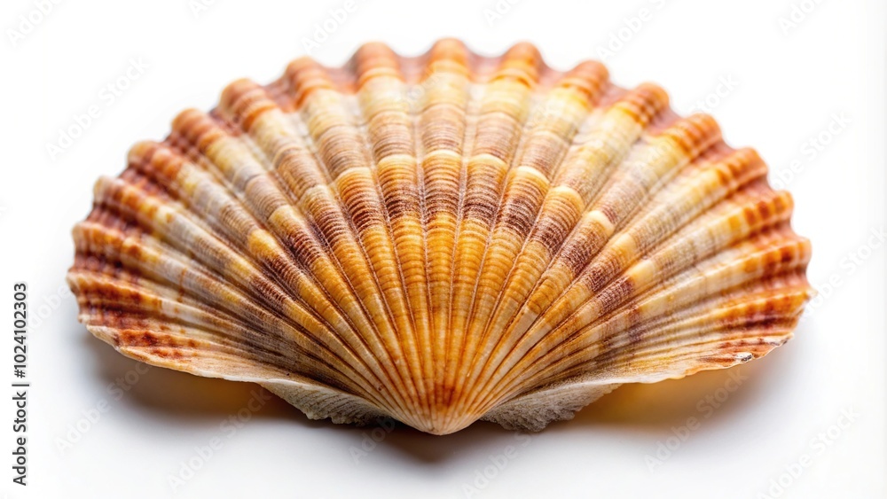 Isolated close-up photo of a natural scallop seashell Isolated close-up photo of a natural scallop seashell