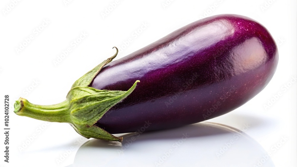 Isolated eggplant with stem on white background Isolated eggplant with stem on white background