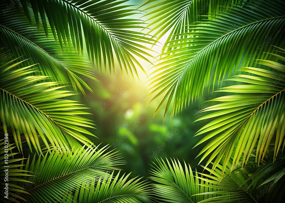 Exotic Palm Leaves Frame for Text with Long Exposure Effect - Tropical Vibes Exotic Palm Leaves Frame for Text with Long Exposure Effect - Tropical Vibes