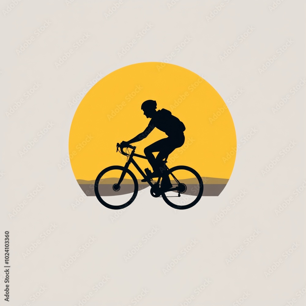 A cyclist rides against a vibrant sunset, capturing a moment of freedom and adventure in a serene landscape A cyclist rides against a vibrant sunset, capturing a moment of freedom and adventure in a serene landscape