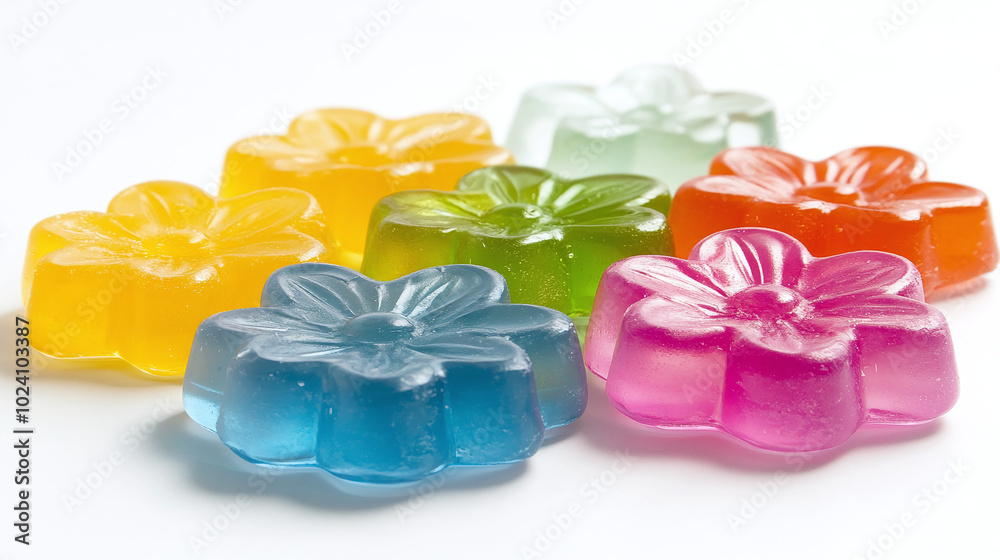 Collection of colorful jelly gummy.